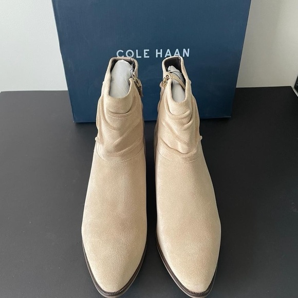 Nib Cole Haan Ankle Booties Maple WR Birch Beige Suede - Picture 9 of 12